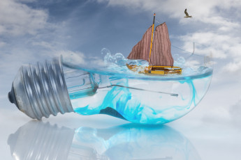 Картинка разное компьютерный+дизайн корабль парусник вода лампочка