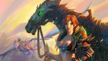 Картинка фэнтези красавицы+и+чудовища полёт арт воин фентези лошадь девушка
