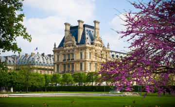 Картинка города -+дворцы +замки +крепости дворец лувр цветение весна парк