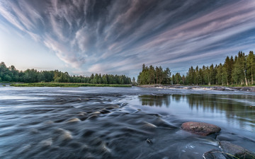 Картинка природа реки озера лес река облака финляндия