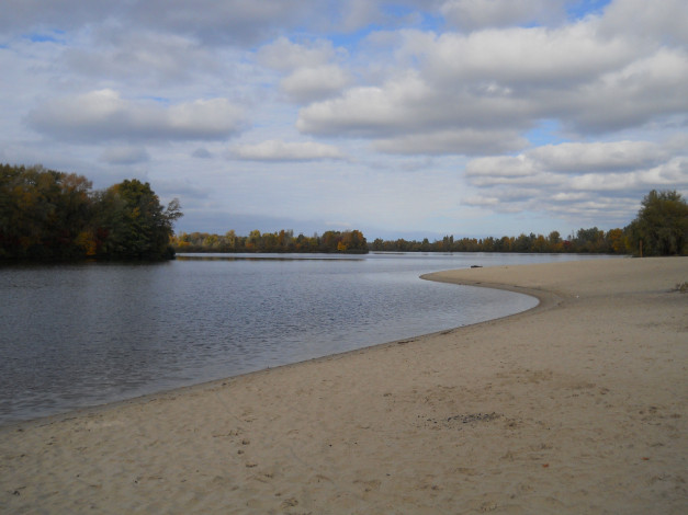 Обои картинки фото пляж в киеве, природа, реки, озера, троещина, киев, осень, пляж