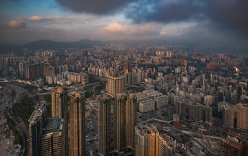 обоя kowloon,  hong kong, города, гонконг , китай, небоскребы, панорама