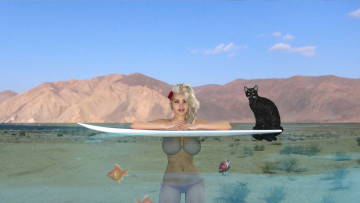 Картинка 3д+графика люди+и+животные+ people+and+animals девушка взгляд фон