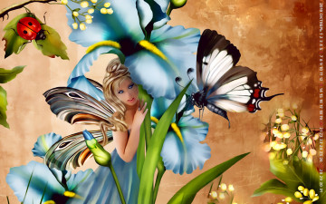 обоя календари, фэнтези, насекомое, цветы, крылья, бабочка, девушка, 2019, calendar