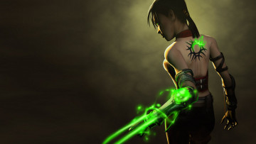 Картинка видео+игры primal девушка оружие тату свечение