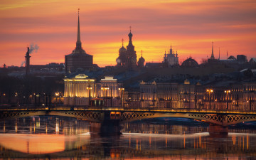 Картинка города санкт-петербург +петергоф+ россия санкт петербург 4к закат городской вид мосты