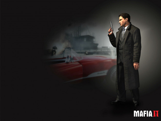Обои картинки фото видео игры, mafia ii, мафия, гангстер, машина, пистолет