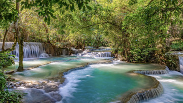 Картинка kuang+si+falls near+luang+prabang laos природа водопады kuang si falls near luang prabang