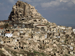 Картинка cave dwellings of cappadocia turkey города
