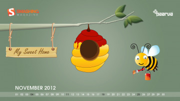 обоя календари, рисованные, векторная, графика, пчелка