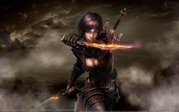 Картинка perfect world international descent видео игры девушка воительница меч кинжал