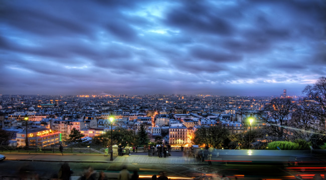 Обои картинки фото paris, france, города, париж, франция, панорама, ночной, город