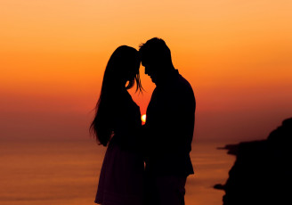 Картинка разное мужчина+женщина девушка настроения женщина парень фон солнце закат романтика чувства любовь силуэт мужчина