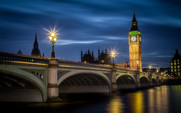 Картинка города лондон великобритания мост часы башня