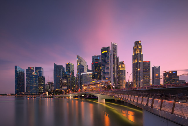 Обои картинки фото города, сингапур , сингапур, мост, небоскребы