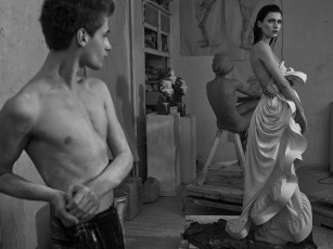 Картинка разное мужчина+женщина мастерская iana godnia ткань модели черно-белая девушки парень
