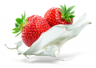 Картинка еда клубника +земляника молоко ягоды