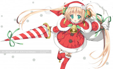 Картинка аниме зима +новый+год +рождество фон взгляд девушка