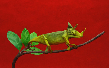 Картинка разное ремесла +поделки +рукоделие хамелеон chameleon оригами бумага