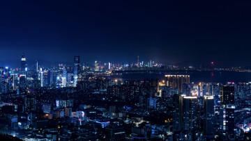 Картинка города -+огни+ночного+города огни ночь wallhaven мегаполис синий город