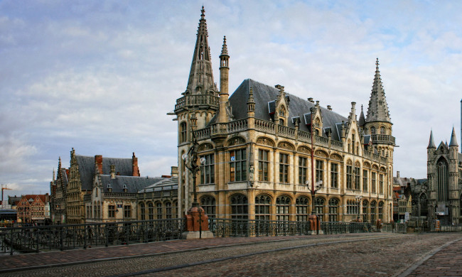 Обои картинки фото бельгия, гент, города, здания, дома, мост