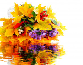 Картинка цветы букеты +композиции осень букет ягоды астры листья