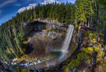Картинка природа водопады река обрыв скалы лес водопад