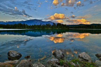 Картинка природа реки озера рассвет камни горы озеро лес