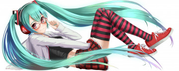 Картинка аниме vocaloid очки девушка