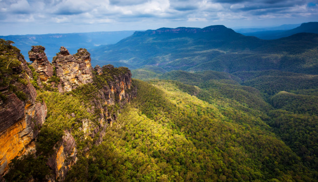 Обои картинки фото blue mountain national park австралия, природа, горы, blue, mountain, park, австралия, лес, панорама