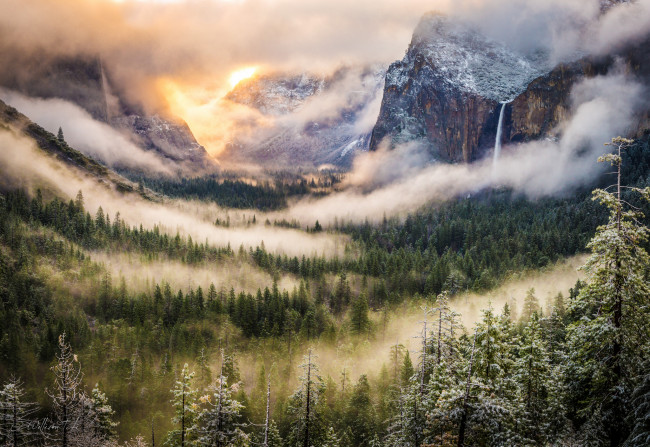 Обои картинки фото природа, горы, туман, лес, распадок