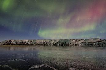 Картинка природа северное+сияние северное сияние небо ночь снег лед озеро исландия