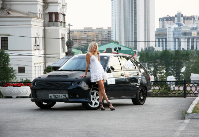 Обои картинки фото ваз-2112, автомобили, -авто с девушками, девушка