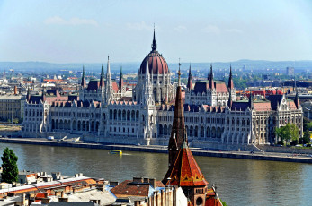 обоя города, будапешт , венгрия, парламент, река