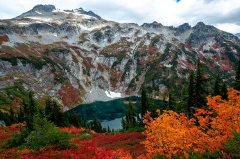 Картинка природа пейзажи озеро горы осень