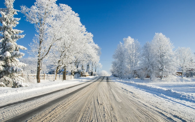 Обои картинки фото природа, дороги, зимняя, дорога, снег