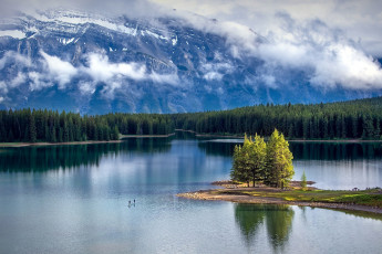 Картинка природа реки озера деревья островок река горы