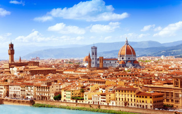 обоя города, флоренция , италия, панорама