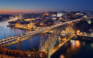 Картинка города порту+ португалия река мост