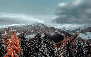 Картинка природа горы снег тучи