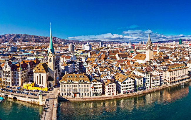 Обои картинки фото города, цюрих , швейцария, панорама