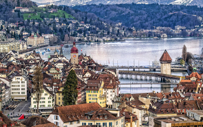 Обои картинки фото города, люцерн , швейцария, панорама
