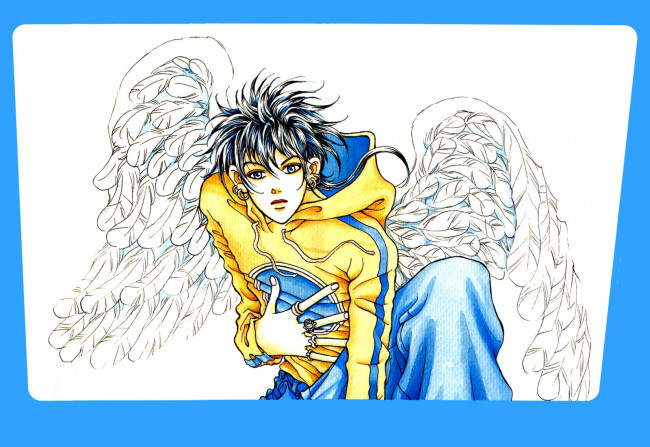 Обои картинки фото аниме, angels, demons, мужчина, крылья, ангел