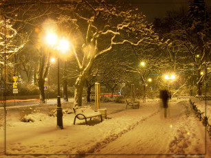 обоя winter, by, tomeq, города, огни, ночного