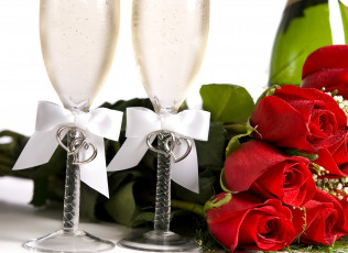 Картинка праздничные день св валентина сердечки любовь свадьба розы бокалы