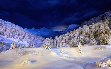 обоя природа, зима, горы, снег, пейзаж
