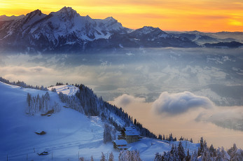 Картинка природа зима switzerland швейцария горы снег деревня пейзаж