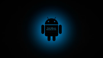 Картинка компьютеры android логотип фон темный синий антены человечек