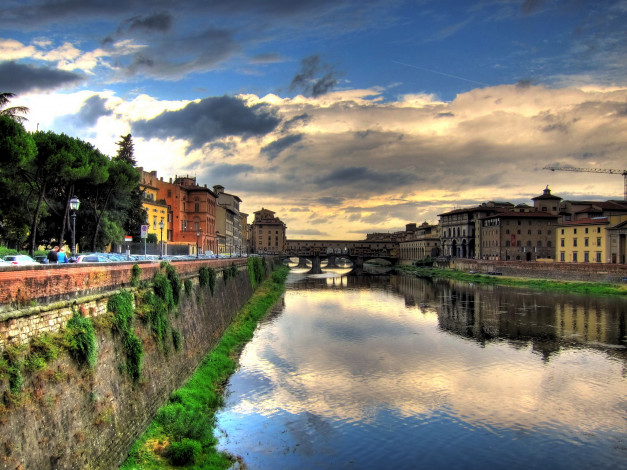 Обои картинки фото италия тоскана флоренция, города, - улицы,  площади,  набережные, канал, набережная, дома, флоренция, тоскана, италия