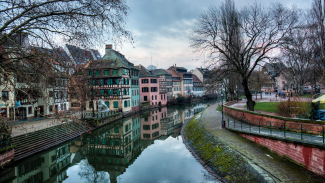 Обои картинки фото strasbourg, города, страсбург , франция, канал, дома, набережная